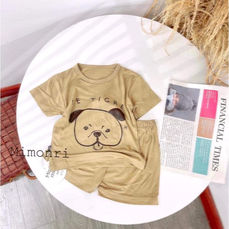 Bộ thun lạnh Túi Zip sịn sò Minkymom hình cún cho bé trai bé gái siêu đáng yêu