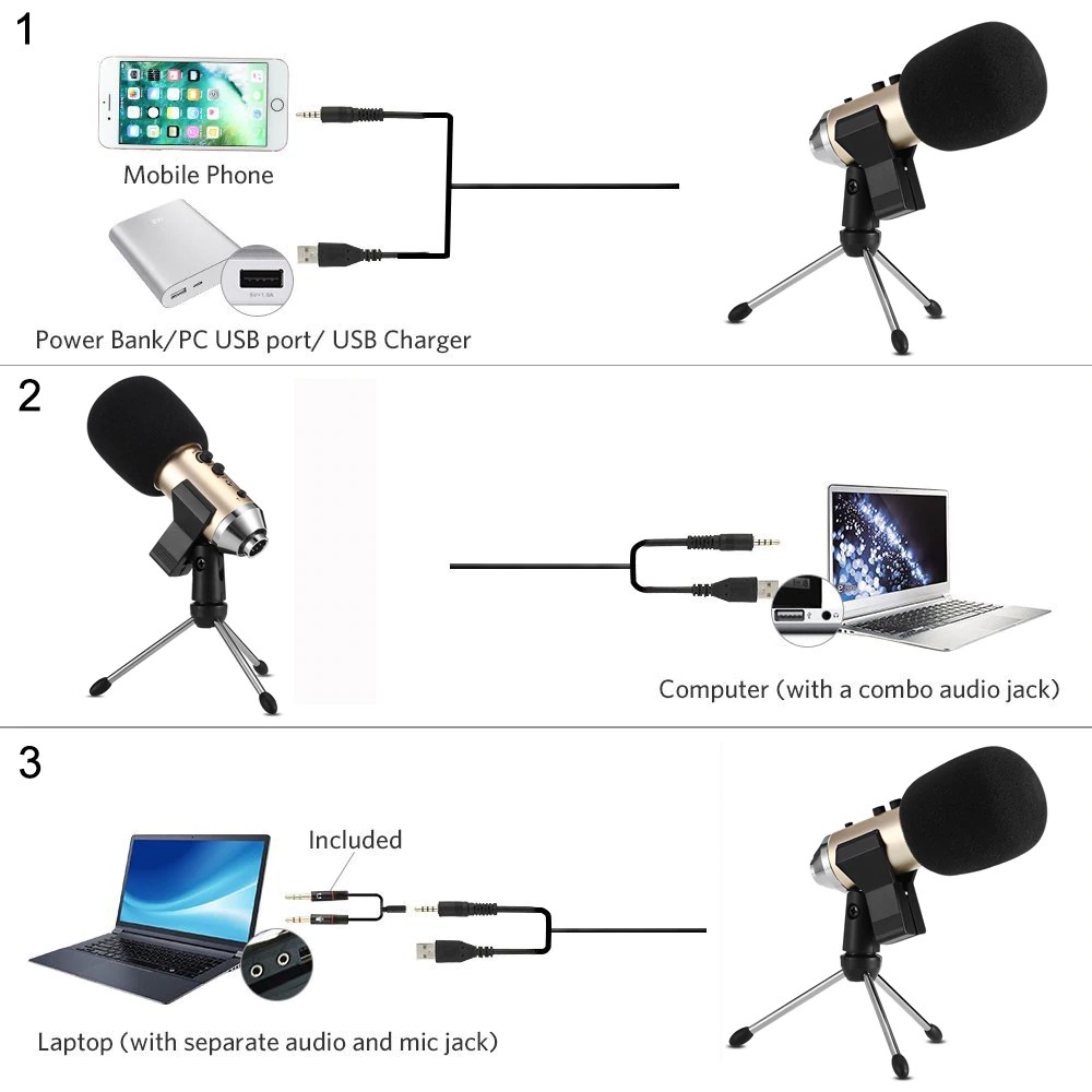 Micro thu âm livestream karaoke 3 trong 1 MK-F500TL