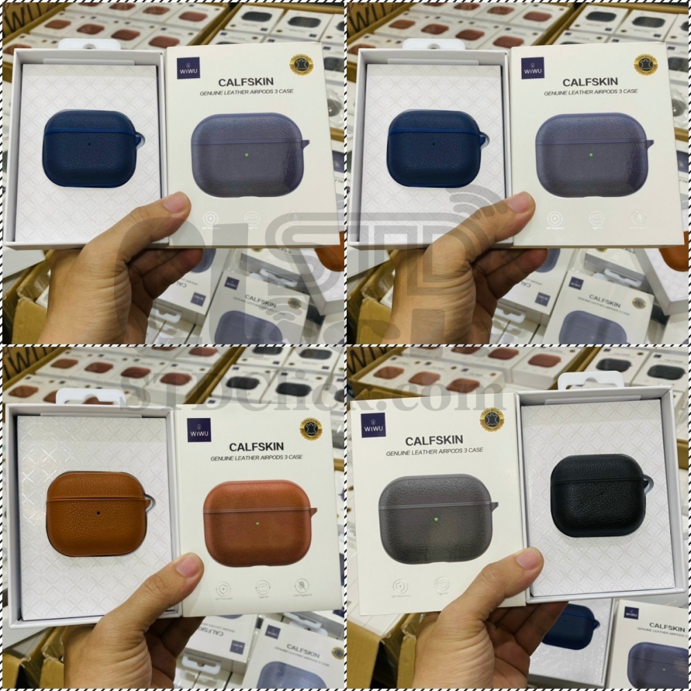 BAO DA AIRPODS 3 - AIRPODS PRO - AIRPODS 1 - 2 WiWU CALFSKIN CHÍNH HÃNG