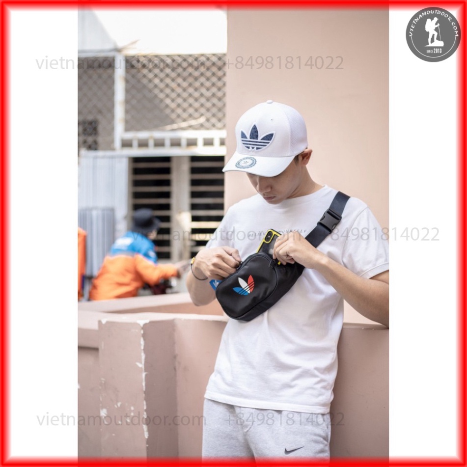 Túi Đeo Chéo B185 Essential Tricolor Waist Bag Black GN5455 [ BẢO HÀNH TRỌN ĐỜI ] XỊN