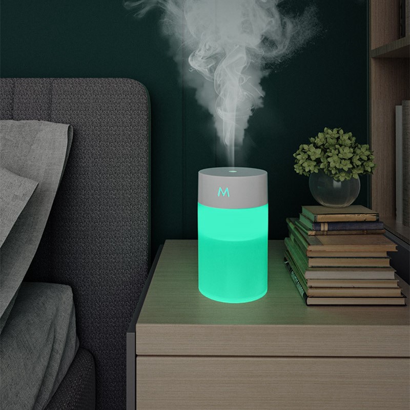 Mini Air Humidifier Portable USB Aroma Diffuser Desktop Air Diffuser with Colored Night Light for Home Car Office, Pink