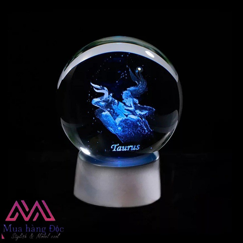 Quà Tặng Sinh Nhật 🎁 🎁 🎁 Quả Cầu Pha Lê 3D LED Cung Kim Ngưu