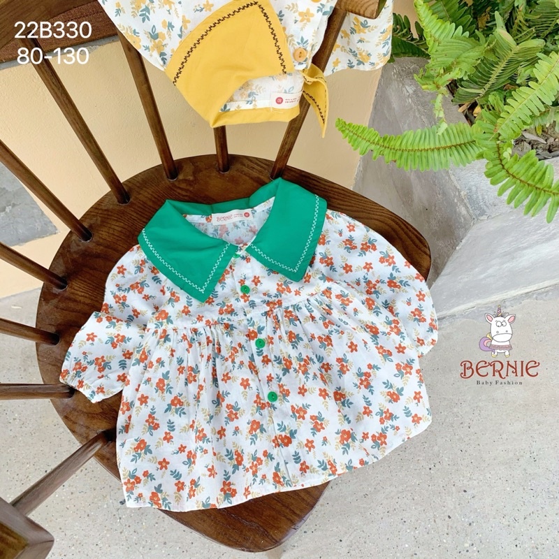 Bộ bé gái Bernie hoa nhí Baby Doll chất thô boi cho bé từ 9-22kg-22B330