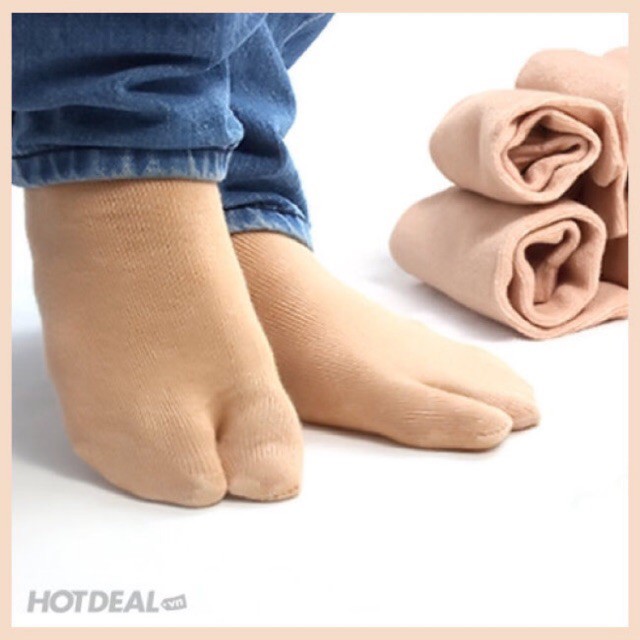 Set 5 Đôi Tất Nữ xỏ ngón chống nắng, Tất Cổ Cao Da Chân Vải cotton dày dặn, mềm mịn cực êm chân