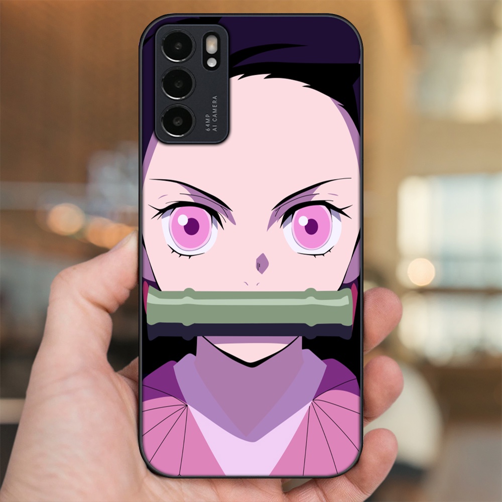 Ốp lưng Oppo Reno 6 5G viền đen in hình Nezuko Kimetsu no Yaiba