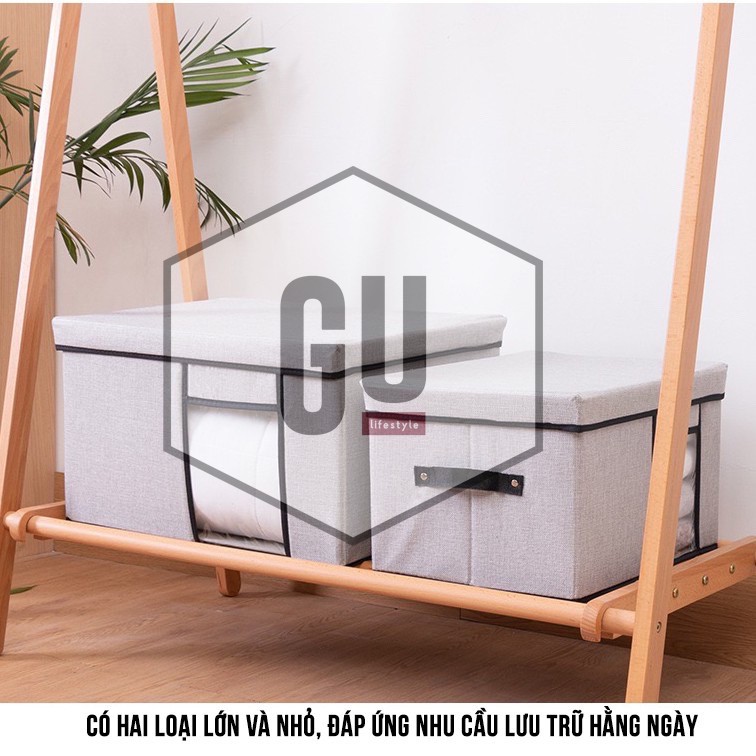 Thùng Đựng Quần Áo kiểu Nhật, vải cotton cứng cáp, size lớn, có thể gấp gọn