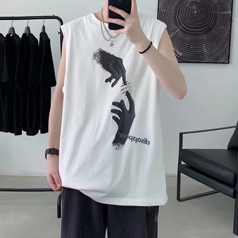 Áo Thun Thể Thao Sát Nách Dáng Rộng In Họa Tiết Phong Cách hip hop Hàn Quốc Thời Trang Mùa Hè Cho Nam Size M-5XL