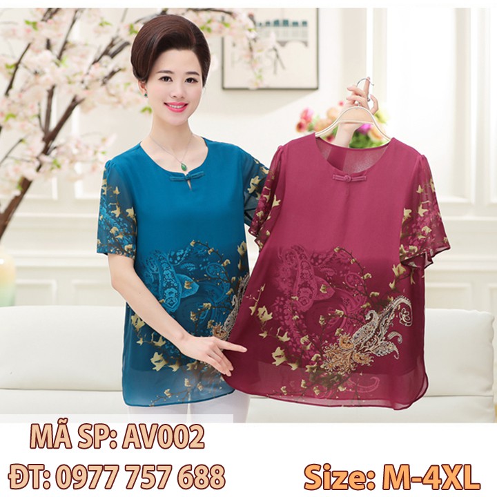 Áo voan trung niên áo cho người mập big size chất voan nhẹ mỏng thoáng mát AV002