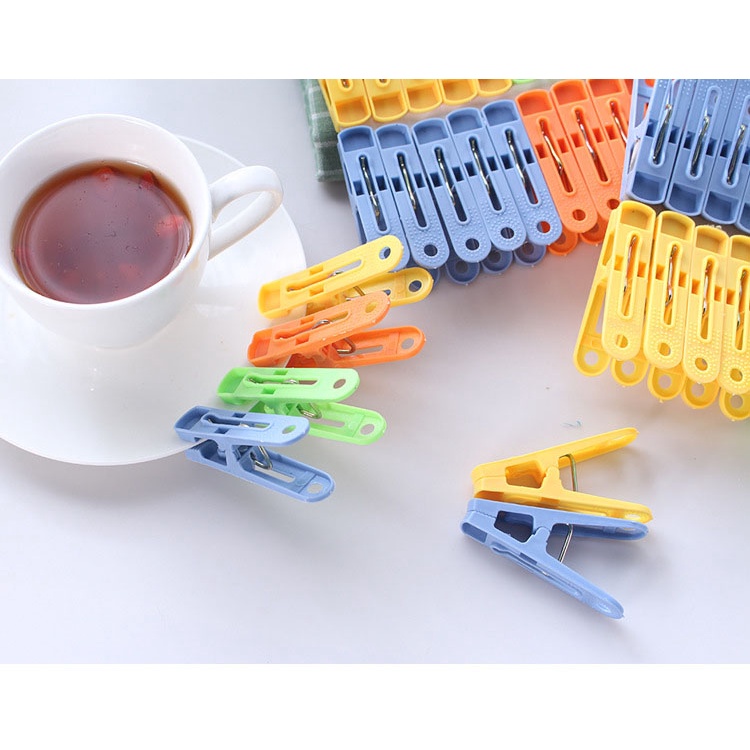 Vỉ 20 cái Móc Kẹp Treo quần áo nhựa - Kẹp phơi quần áo, phơi đồ