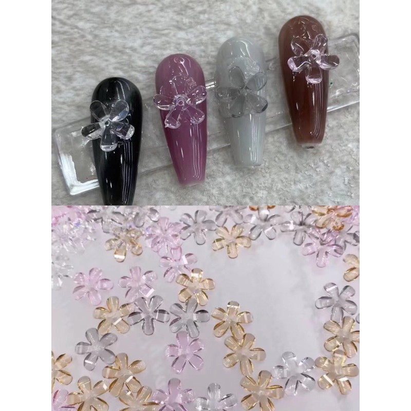 Hoa mai thuỷ tinh trang trí nail
