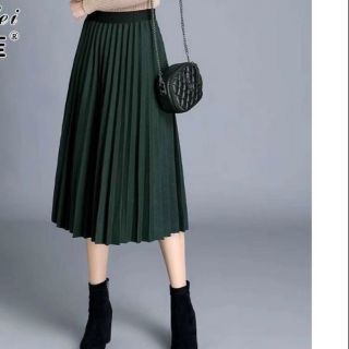 Chân váy xếp li dáng dài công sở cạp chun co giãn tốt