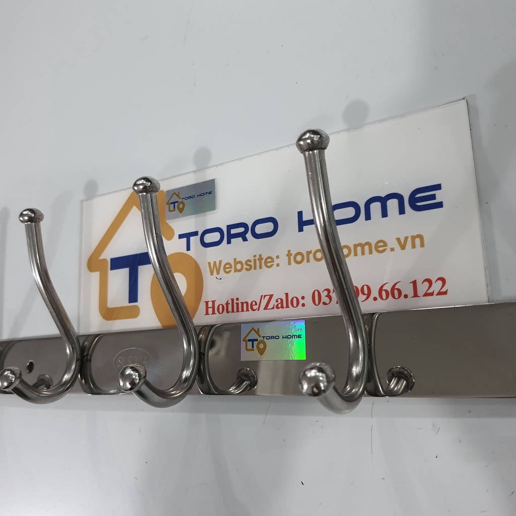 Móc áo inox 304 loại đầu bi, cụm móc đôi MA-13 Toro Home, Cam kết chất liệu inox Chuẩn 304