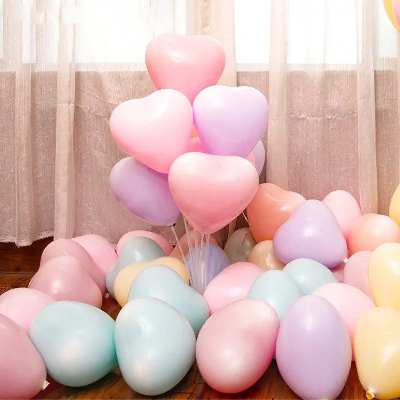 Set 10 bóng bay thiết kế kiểu trái tim để trang trí tiệc cưới