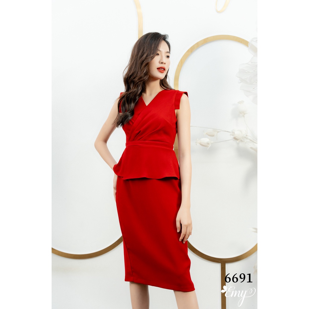 Đầm EMY EM6691 Body Đỏ Sát Nách