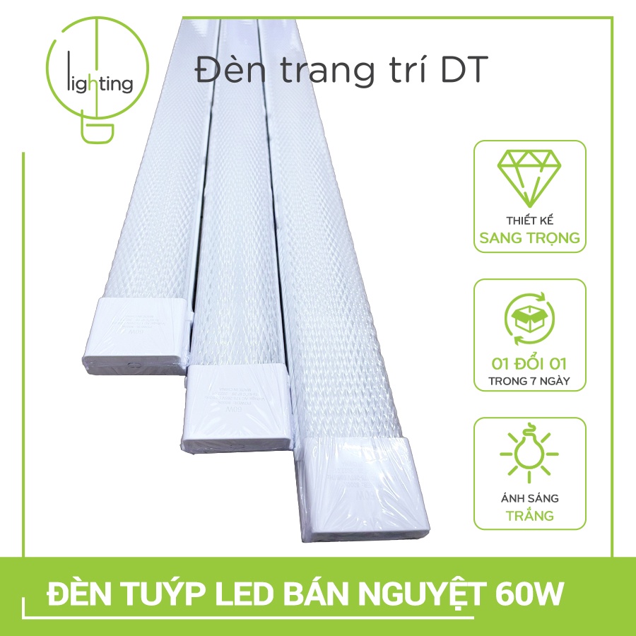 Combo 2 Đèn tuýp led bán nguyệt 60W siêu sáng 1,2m