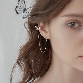 Bông tai kim loại hình bướm thiết kế 2 trong 1 thanh lịch và sang trọng cho nữ