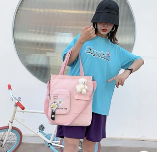 TOTE ĐEO 2 kiểu - Phối 2 túi Cúc Peace