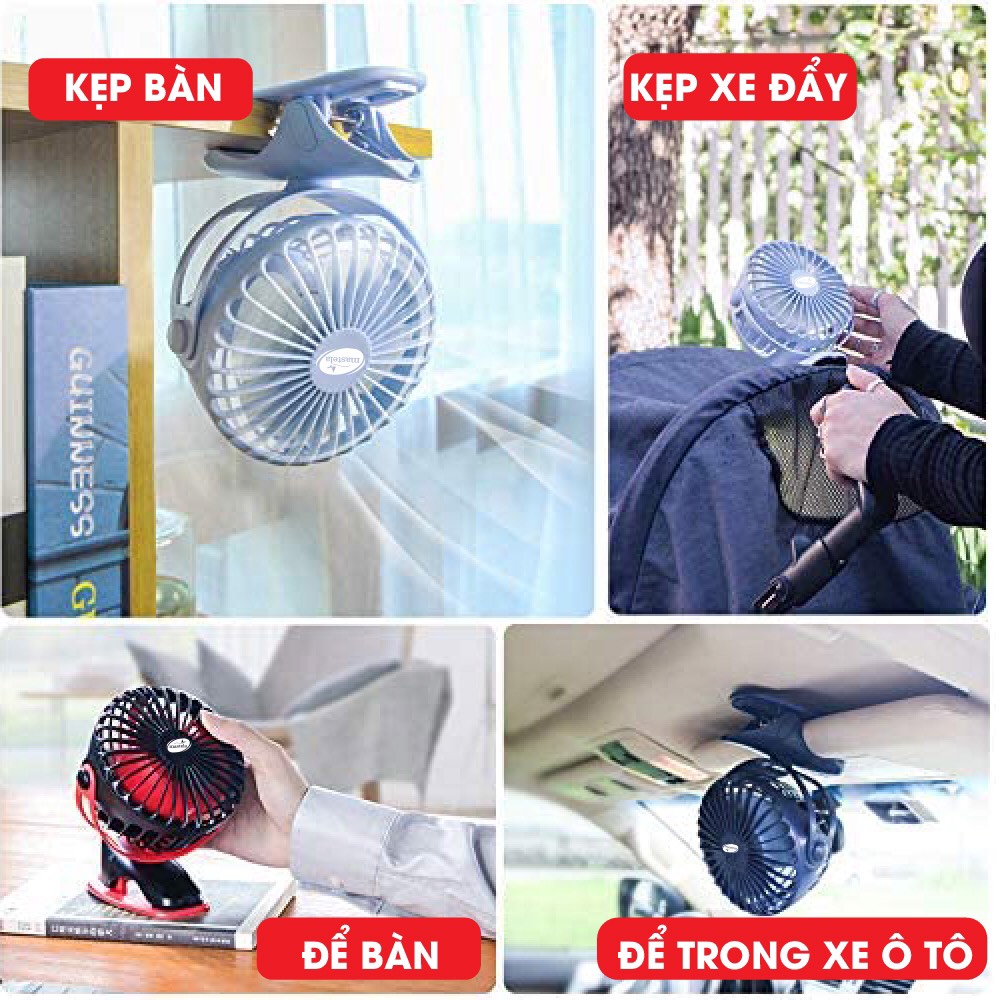 Quạt tích điện mini kẹp bàn,xe đẩy