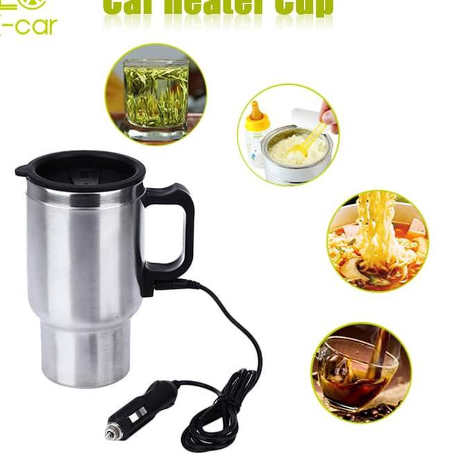 Cốc đun nước, Pha trà, Cà phê cho ô tô đa năng thân bọc thép không gỉ dung tích 450ML điện áp 12v