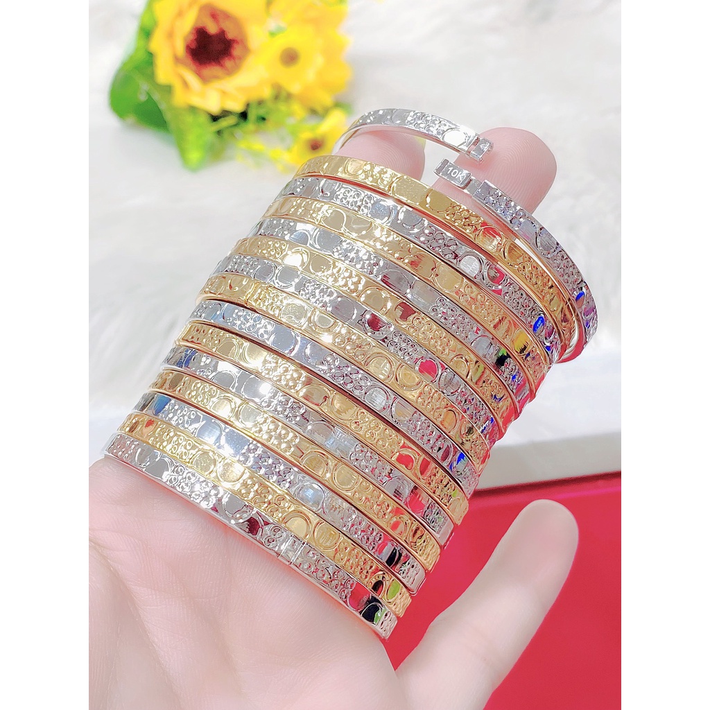 Vòng ximen khóa vàng thật 7 chiếc vòng tuần 7 chiếc sáng lấp lánh bền màu , vòng tay nữ KV14