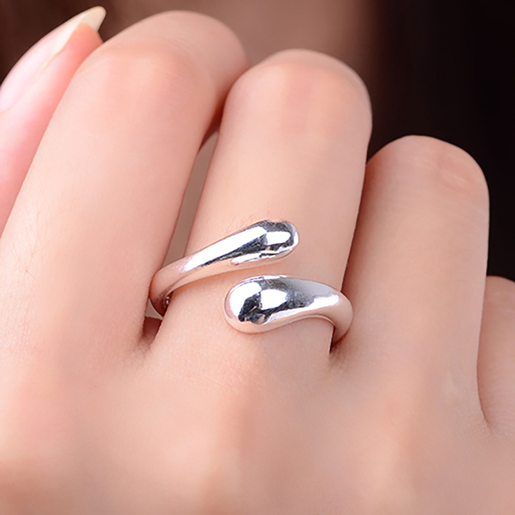 Nhẫn đeo tay mở mạ bạc đơn giản thời trang