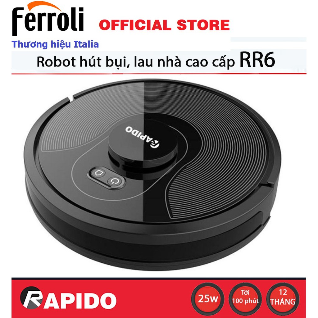 [HÀNG CHÍNH HÃNG] Robot hút bụi và lau nhà Rapido RR6 (Bảo hành 1 năm)