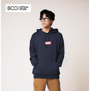 Áo Hoodie BOO Nỉ Có Mũ Nam Nữ Unisex Oversize Dáng Rộng In Graphic Logo Marvel Cao Cấp Màu Xanh Tím Than