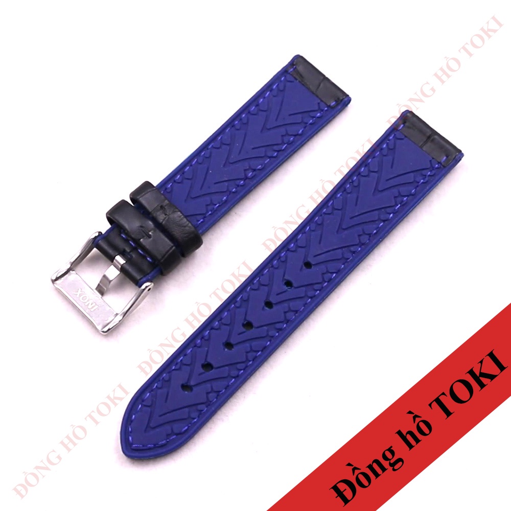 Dây đồng hồ đeo tay silicone cao cấp mặt da mặt dưới xanh navy