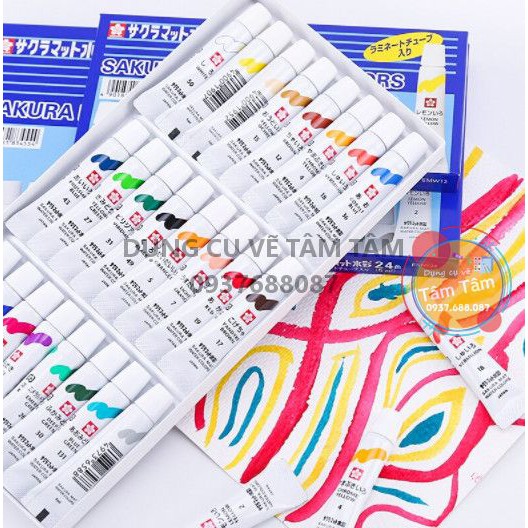 [ TÂM TÂM ]-Màu nước MAT WATER COLORS LAMINATED TUBE 18 màu 5ml-