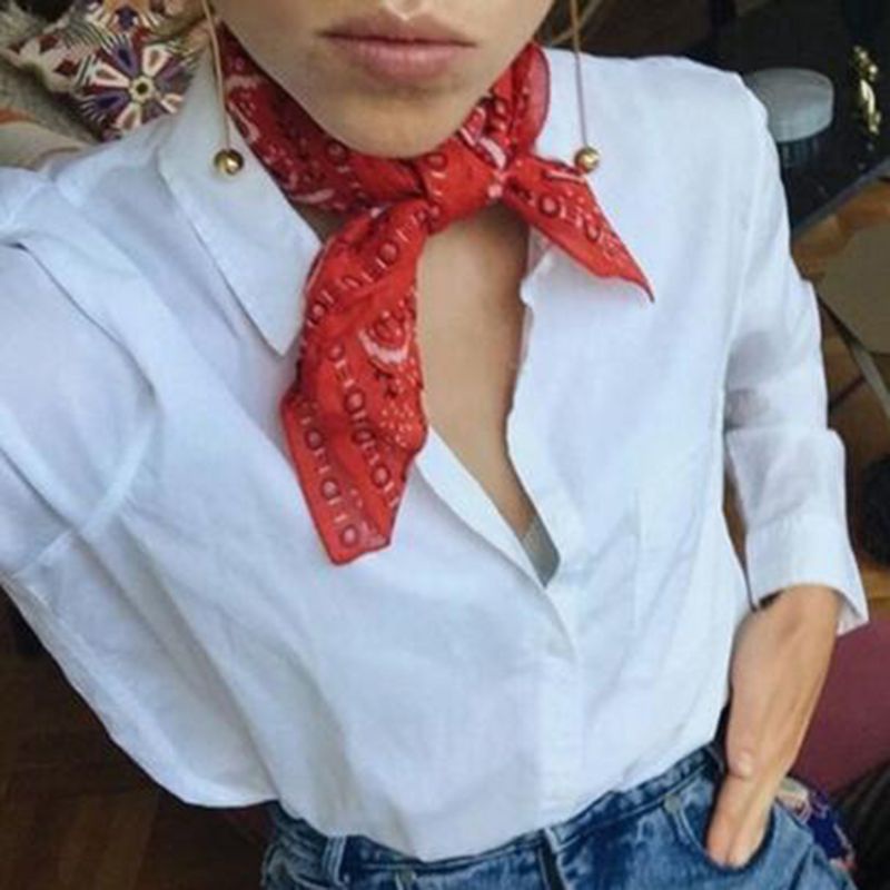 Khăn Bandana Vuông 58x58cm Vải Cotton In Họa Tiết Thổ Cẩm / Hình Học Phong Cách Hàn Quốc Cho Nữ