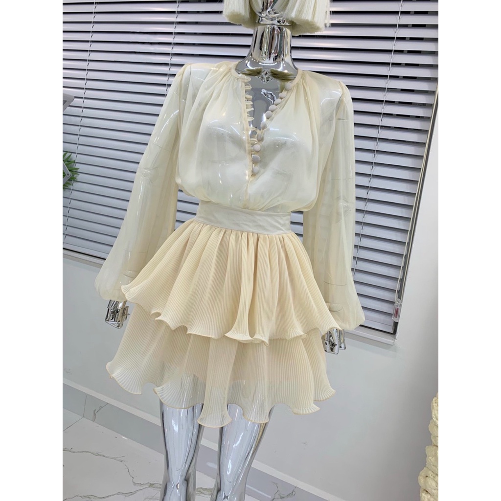 Set váy dập ly khuy bọc Ashley