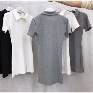Đầm cổ polo xẻ đùi