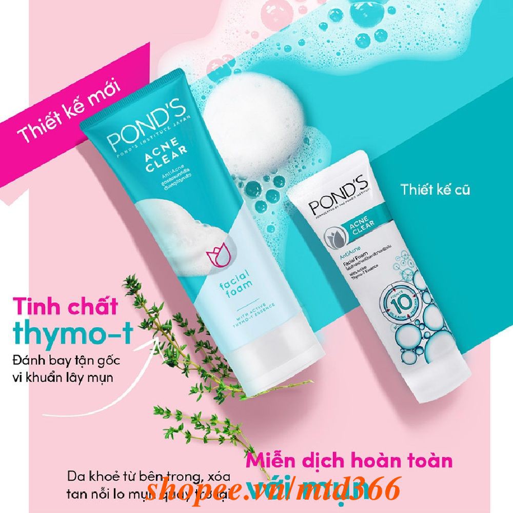 Sữa Rửa Mặt Nữ 100g Ponds Acne Clear Ngừa Mụn.