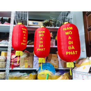 Đèn lồng vải lụa in chữ NAM MÔ A DI ĐÀ PHẬT trang trí ngoài trời