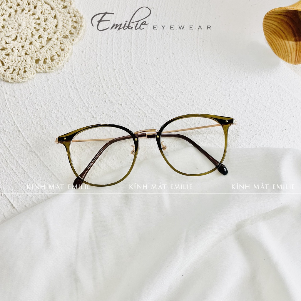 Gọng kính nữ tròn mảnh nhẹ nhựa dẻo kết hợp kim loại cao cấp Emilie eyewear phụ kiện thời trang 01260