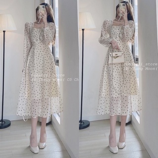 Váy chấm bi 2 lớp dáng dài ( ảnh shop chụp)