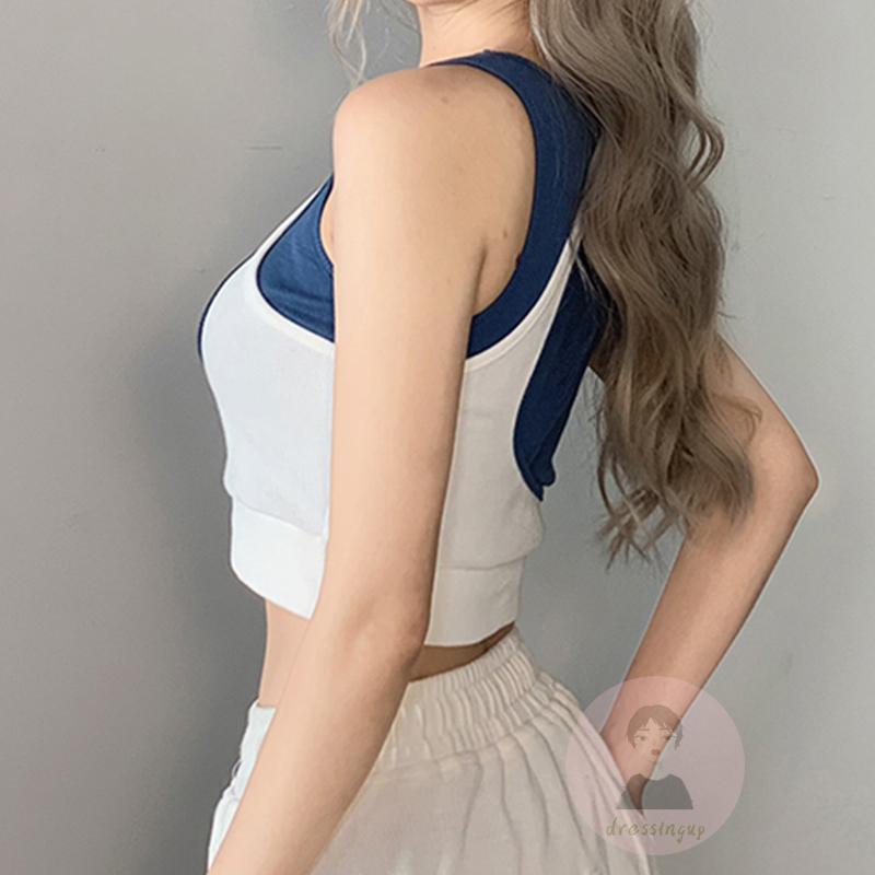 Áo Tank Top Hai Dây Màu Sắc Tương Phản Thời Trang Mùa Hè Cho Nữ