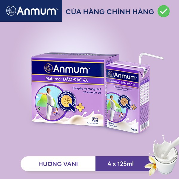 Combo 4 Lốc Sữa nước Anmum Materna Đậm Đặc 4X Hương Vanilla