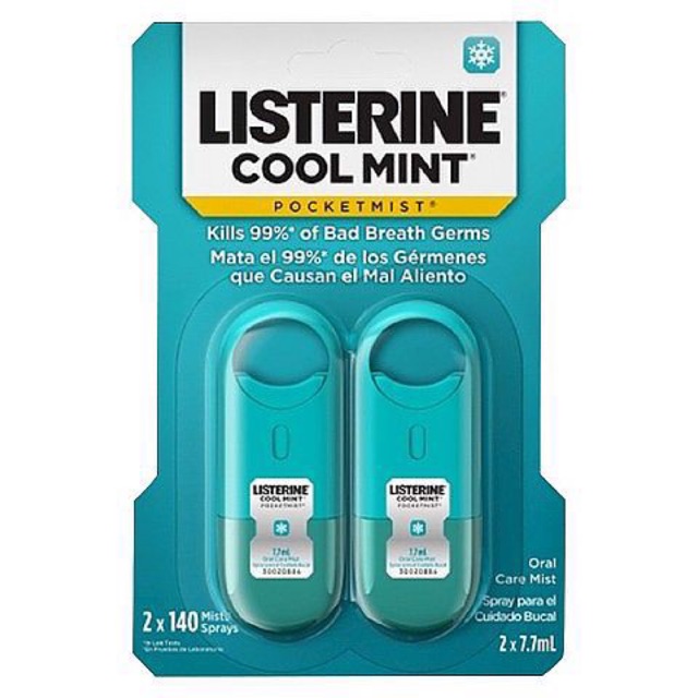 Set 2 Xịt thơm miệng Listerine Pocket Mist 7.7ml