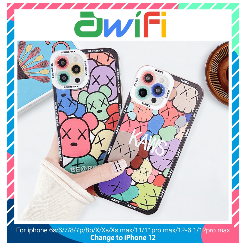 Ốp lưng iphone trong lỗ viền camera kaws màu 6plus/6splus/7/7plus/8/8plus/x/xs/11/12/13/pro/max/plus/promax-Awifi B1-12