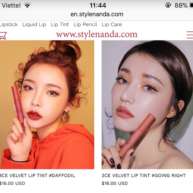Son Kem Lì 3CE Velvet Lip Tint | BigBuy360 - bigbuy360.vn