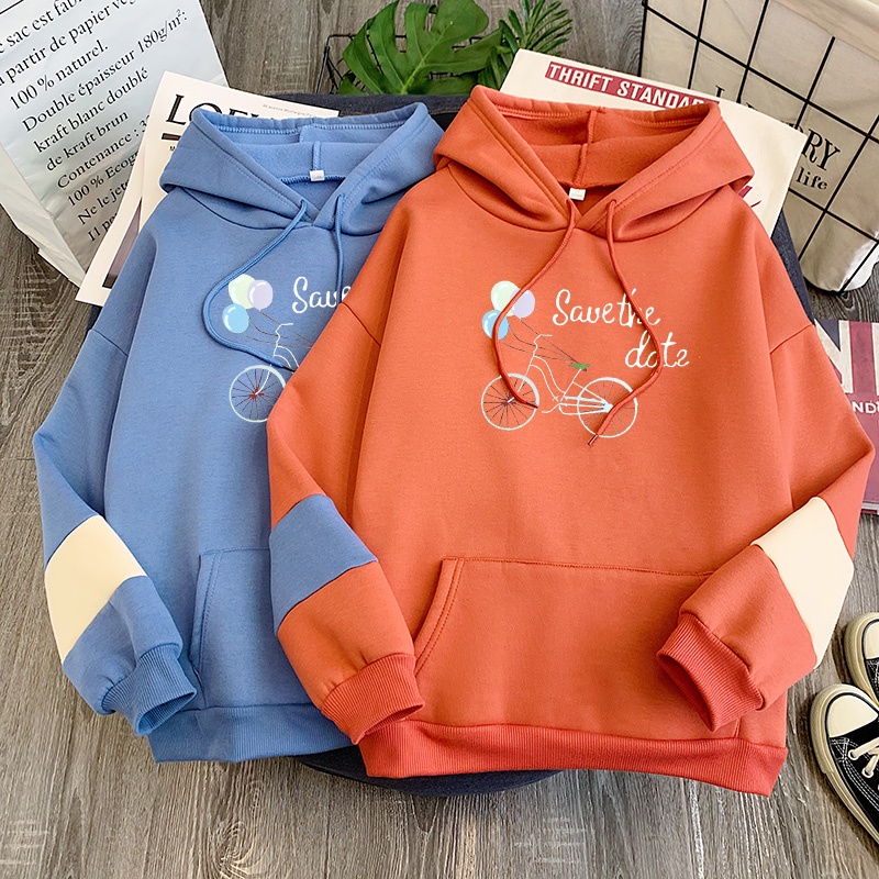 Áo hoodie dáng rộng phối lông thời trang cá tính