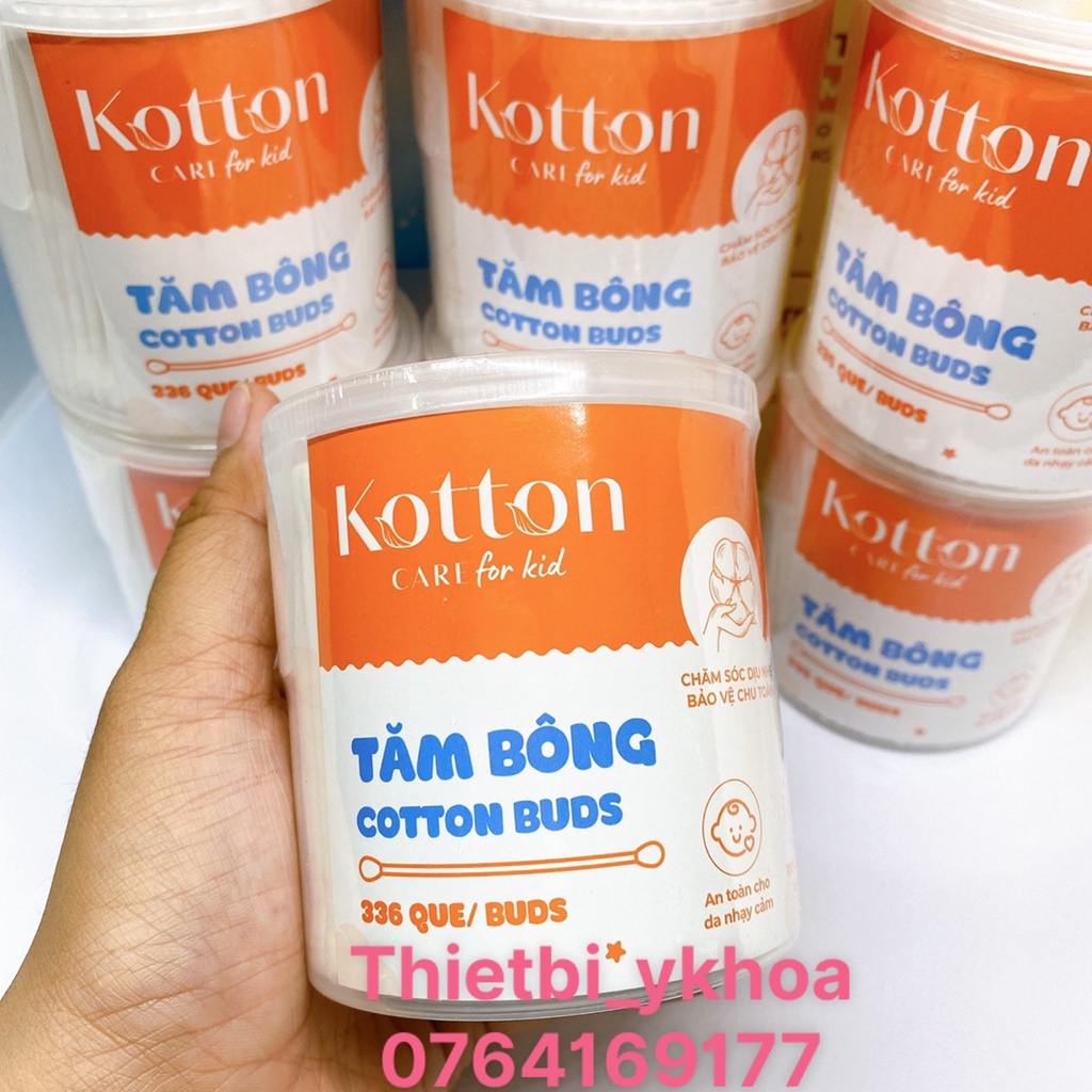 Tăm Bông Cho Bé 336 Que Hộp Tròn Xoay Merigo Bông Bạch Tuyết - Tăm Bông Kotton Cari For Kid HỘP TRÒN Bông Bạch Tuyết