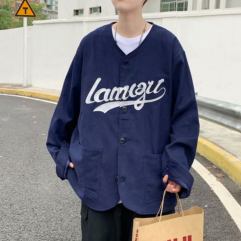 Áo thun tay dài cổ tròn in chữ đơn giản thoải mái dành cho nam