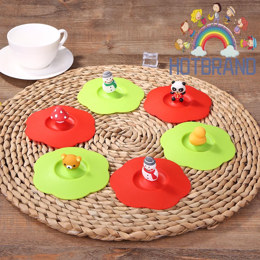 Nắp Cốc Nước Silicone Chịu Nhiệt Tái Sử Dụng Hình Hoạt Hình