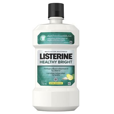 COMBO Nước súc miệng Listerine Healthy Bright 750ml -Miếng ngậm Listerine 1 vỉ 3 hộp