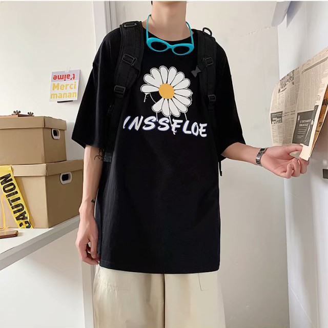 [APN27] Áo Thun Nam Nữ, Áo Phông Hoa Cúc Sơn Chảy 2021 Unisex Tay Lỡ form rộng