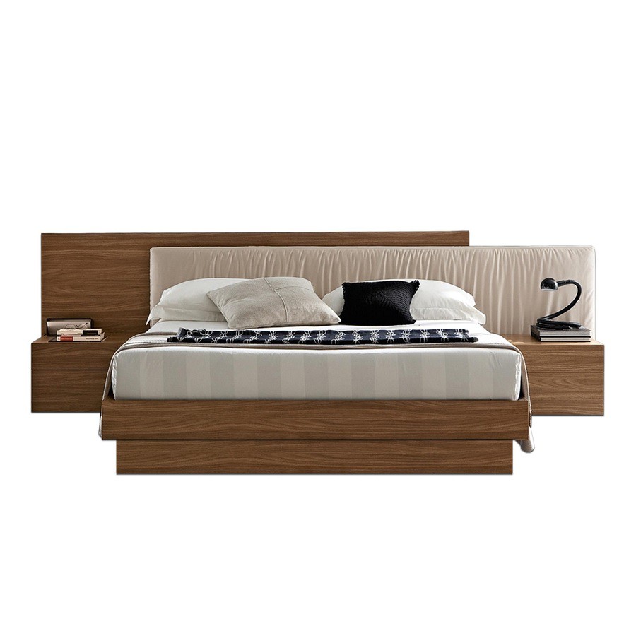 Bộ giường ngủ mặt nệm G197 Aniston gỗ công nghiệp màu nâu