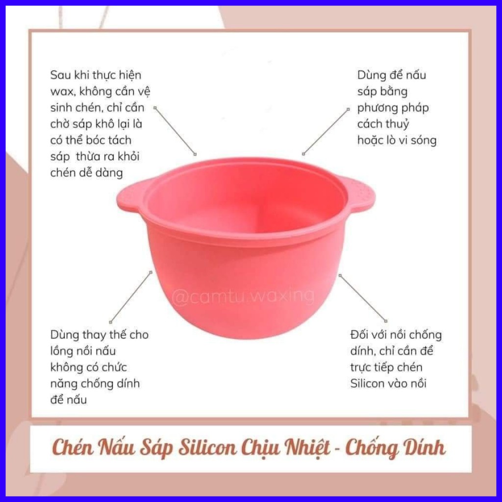 Chén nấu sáp wax lông nóng SILICON Chống Dính, chén SILICON nấu sáp wax lông nóng hật đậu hard wax beans, màu ngẫu nhiên