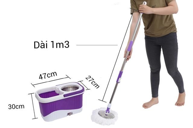 BỘ CHỔI LAU NHÀ CÔNG NGHỆ THÁI LAN 2 BÔNG LAU MÂM XOAY INOX TO ĐẠI.